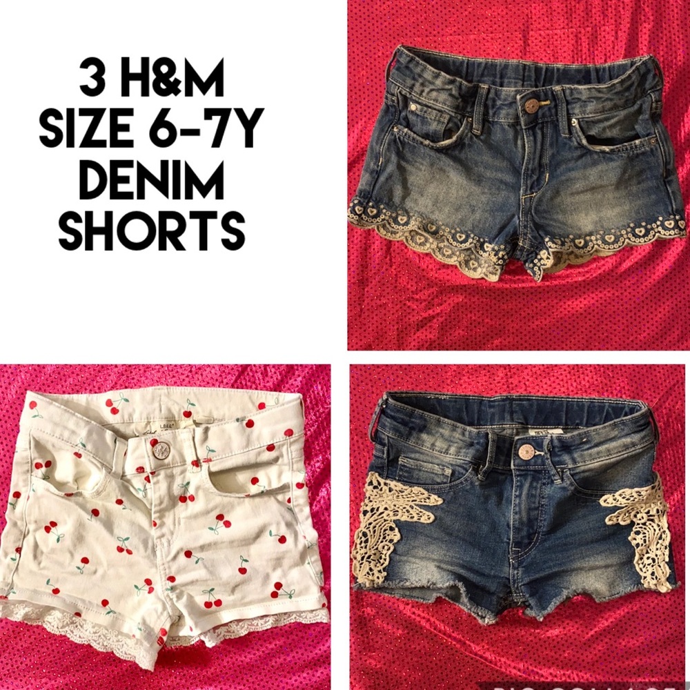 Lot of 3 H&M kids girls shorts size 6 to 7